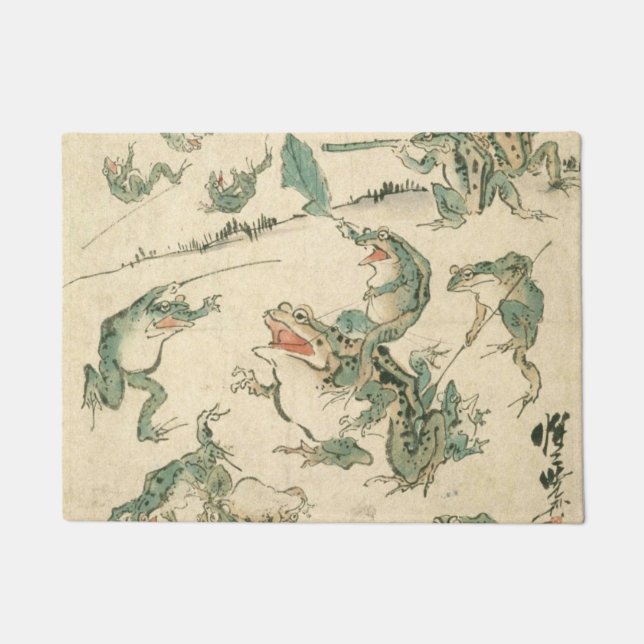 Battle Of The Frogs - Kawanabe Kyosai Doormat (Front)