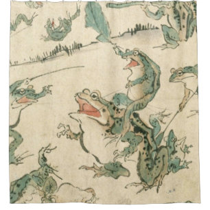 Battle Of The Frogs - Kawanabe Kyosai Shower Curtain