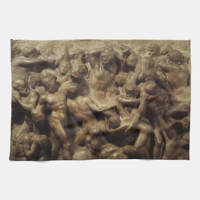 Battle of the Lapiths and Centaurs by Michelangelo Tea Towel (Horizontal)
