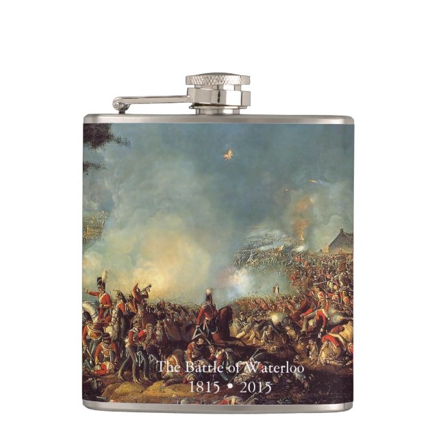 Battle of Waterloo by William Sadler Hip Flask (Front)