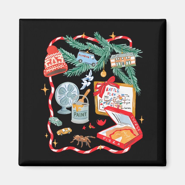 Battle Plan Funny Christmas Home Kids Hand Dawn Al Magnet (Front)