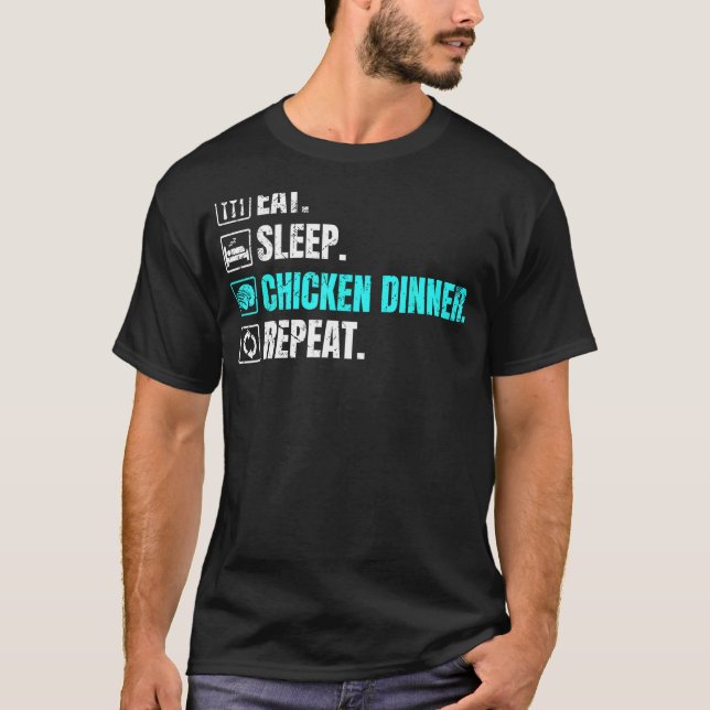 Battle Royale Eat Sleep Chicken Dinner Repeat Men  T-Shirt (Front)