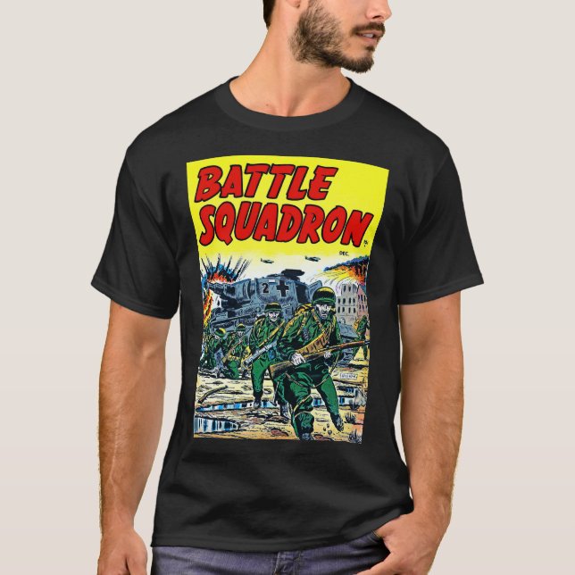Battle Squadron Helicopter War Vintage Comics T-Shirt (Front)