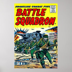 Battle Squadron Helicopter War Vintage Poster