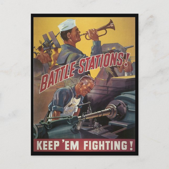 Battle Stations World War 2 Postcard (Front)