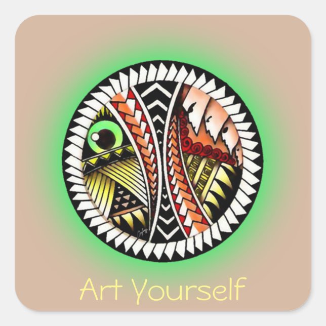 Battle Tattoo Drawing Square Sticker (Front)