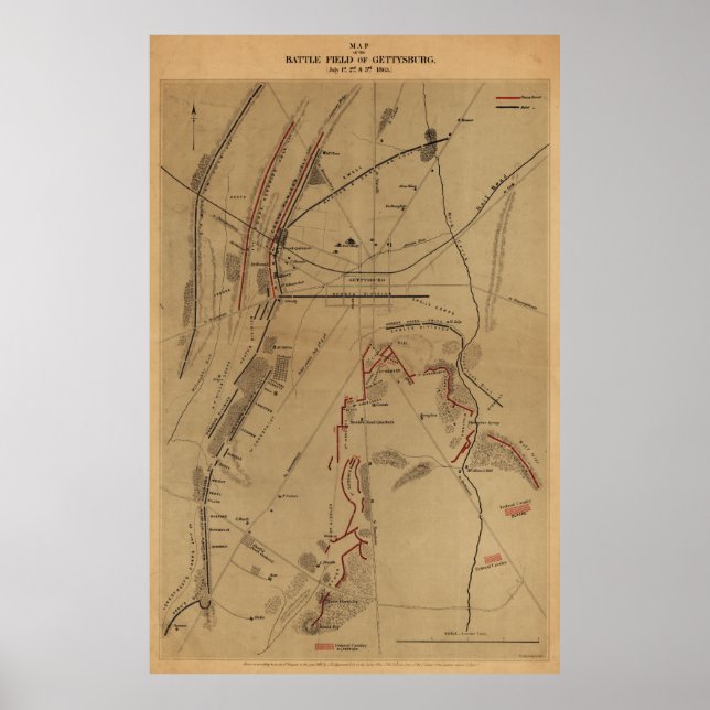 Battlefield of Gettysburg July 1st 2nd 3rd 1863 Poster (Front)