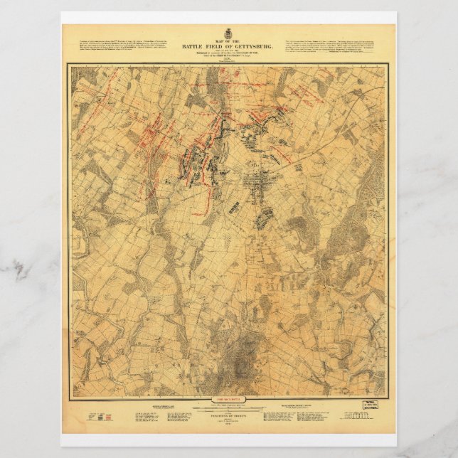 Battlefield of Gettysburg Map by John Bachelder (Front)