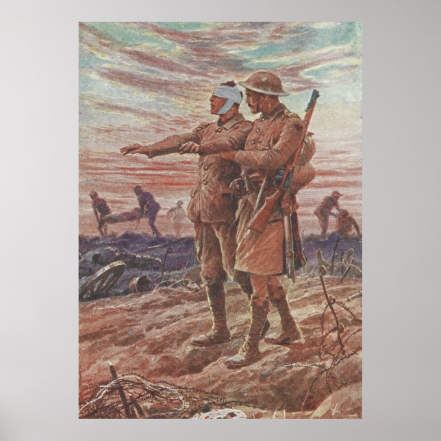 Battlefield War Friendship Leading Blind Soldier Poster (Front)