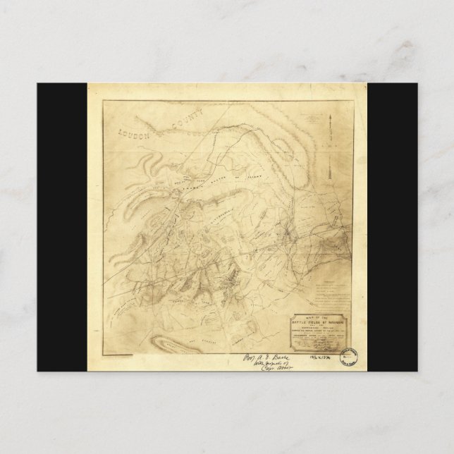 Battlefields of Manassas Map July 21st 1861 Postcard (Front)