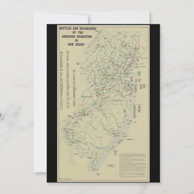 Battles of the Revolutionary War in New Jersey Map (Front)