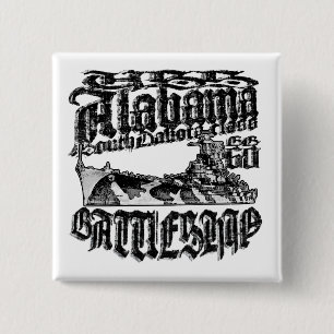 Battleship Alabama Square Button Button
