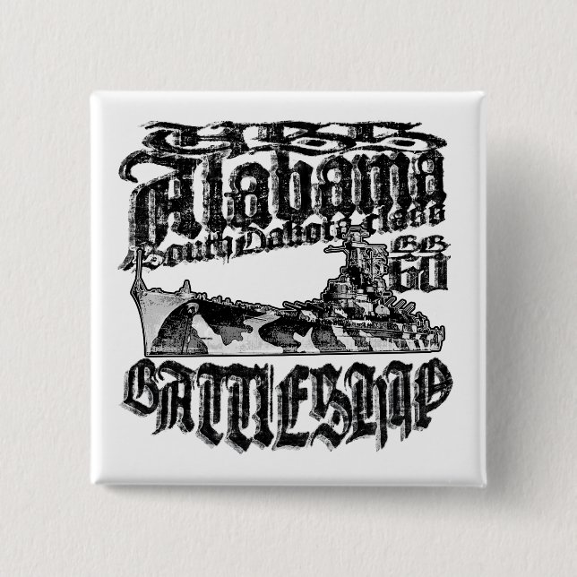 Battleship Alabama Square Button Button (Front)