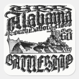 Battleship Alabama Square Stickers Sticker