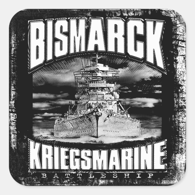 Battleship Bismarck Square Sticker (Front)