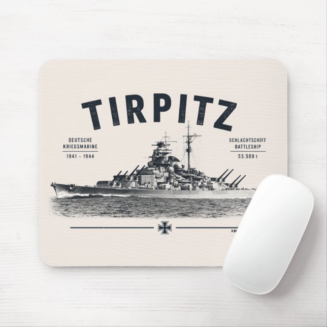 Battleship Tirpitz Mousepad (With Mouse)