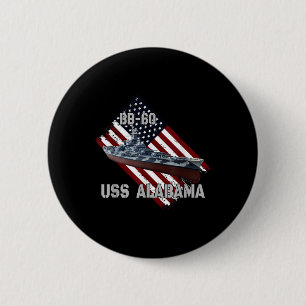 Battleship Uss Alabama Bb-60 & Combat Warship 6 Cm Round Badge