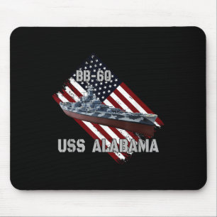 Battleship Uss Alabama Bb-60 &amp; Combat Warship  Mouse Pad