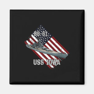 Battleship Uss Iowa & Combat Warship Bb-61 Vet Magnet