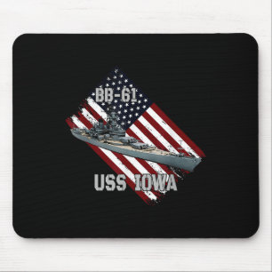 Battleship Uss Iowa &amp; Combat Warship Bb-61 Vet Mouse Pad