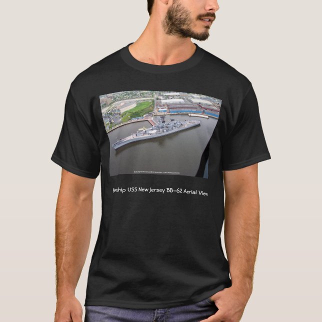 Battleship USS New Jersey BB-62 Aerial View T-Shirt (Front)