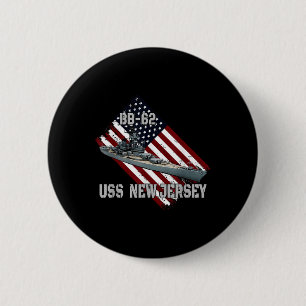 Battleship Uss New Jersey Bb-62 & Combat Warsh 6 Cm Round Badge