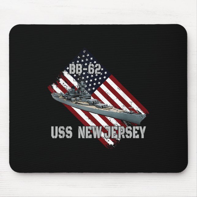 Battleship Uss New Jersey Bb-62 &amp; Combat Warsh Mouse Pad (Front)