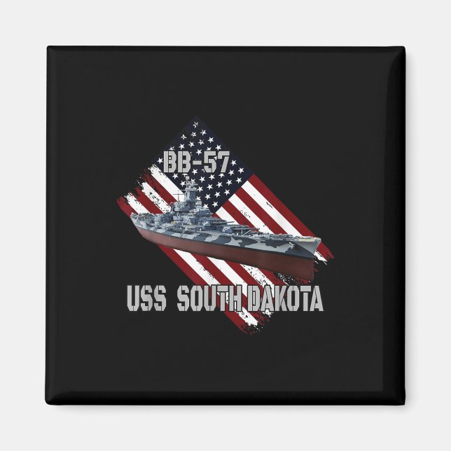 Battleship Uss South Dakota Bb-57 &amp; Combat War Magnet (Front)