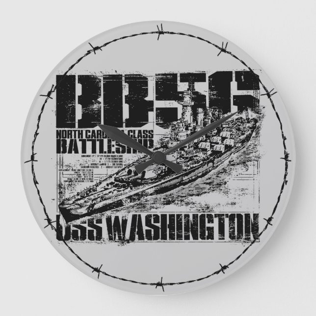 Battleship Washington Large Clock (Front)