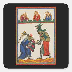 Battling Knights At A Tournament, 14th Century Square Sticker
