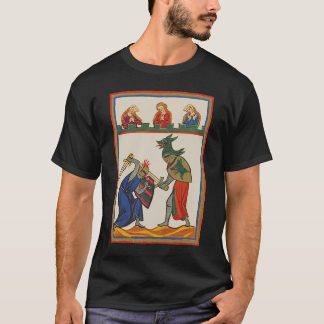 Battling Knights At A Tournament, 14th Century T-Shirt (Front)