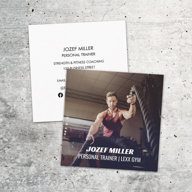 Battling Ropes Sports Fitness Personal Trainer Square Business Card (Creator Uploaded)