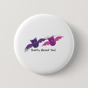 Batty About You Bats 6 Cm Round Badge
