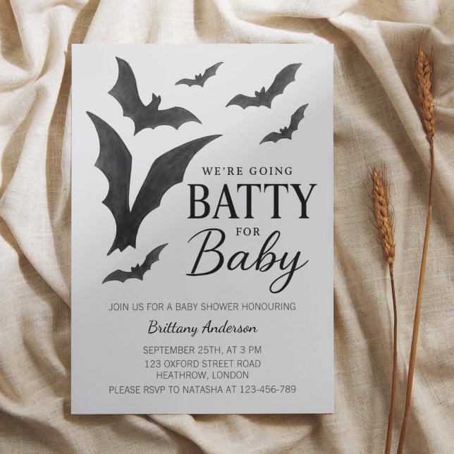 Batty For Baby Halloween Bats Baby Shower Invitation (Creator Uploaded)