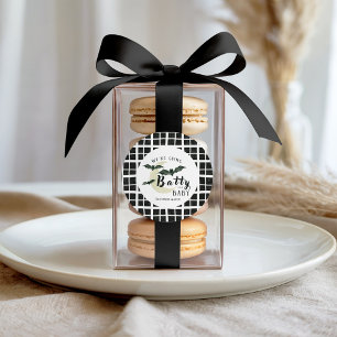 Batty for Baby Plaid Bat And Moon Baby Shower Classic Round Sticker