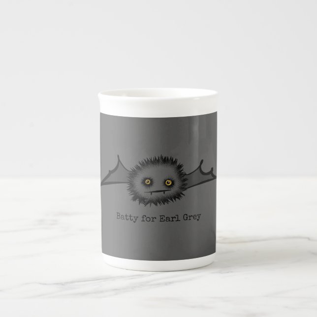BATTY FOR EARL GREY Cute Vampire Bat Bone China Mug (Front)