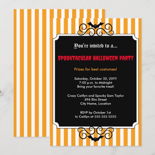 Batty Halloween Party Invitation (Front/Back)