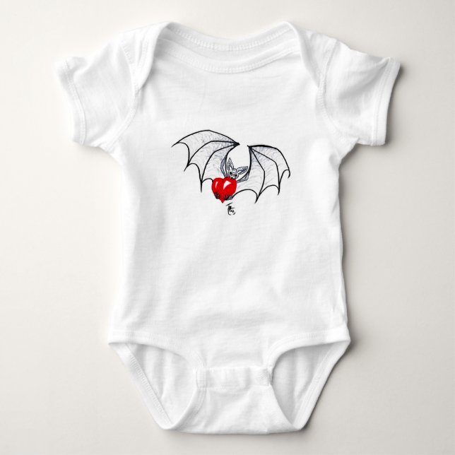 Batty Heart Baby Bodysuit (Front)