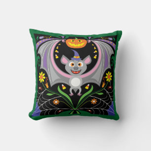 Batty Midnight Pumpkin Patch Cushion