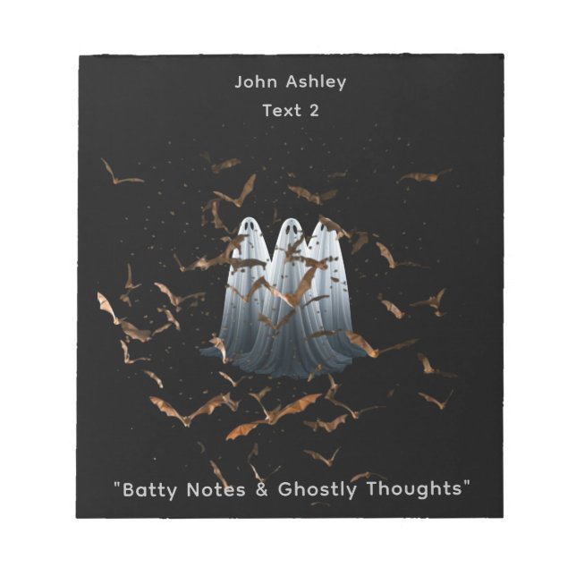 "Batty Notes & Ghostly Thoughts" notepad (Front)
