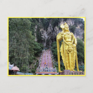 batu caves gold statue postcard