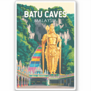 Batu Caves Malaysia Illustration Travel Art Retro