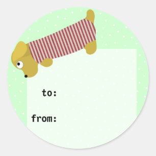 bau dog dressed classic round sticker