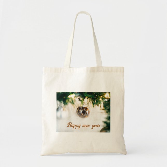  Bauble on green tree Tote Bags (Front)