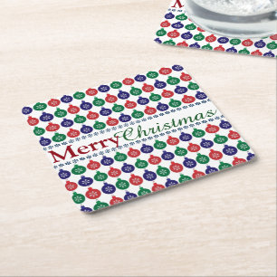 Bauble Pattern Christmas Square Paper Coaster
