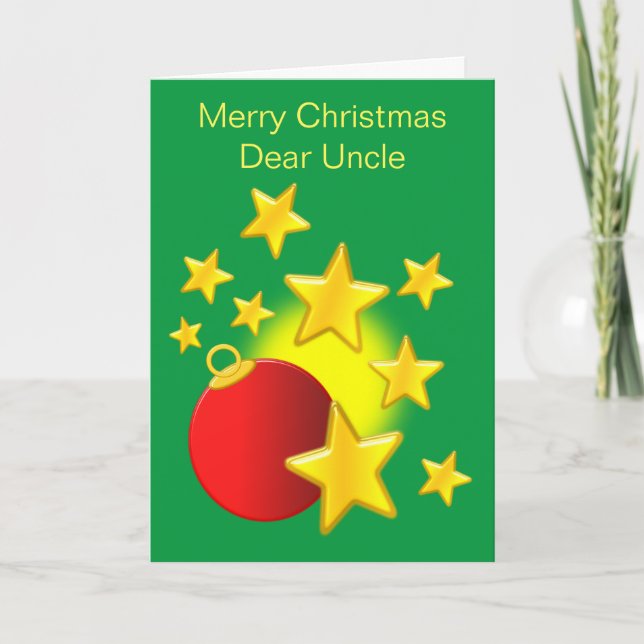 Bauble With Stars Uncle Christmas Holiday Card (Front)