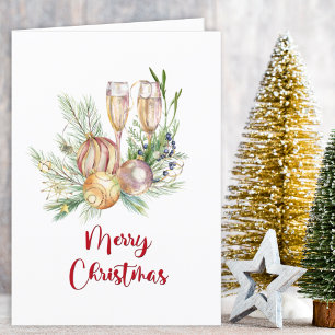 Baubles and Champagne Christmas Greeting Holiday Card
