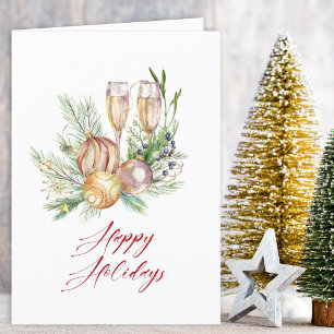Baubles and Champagne Holiday Greeting Card