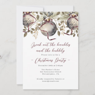 Baubles & Bubbly Christmas Party Invitation