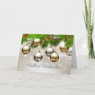 Baubles, pine, cones German Christmas Holiday Card
